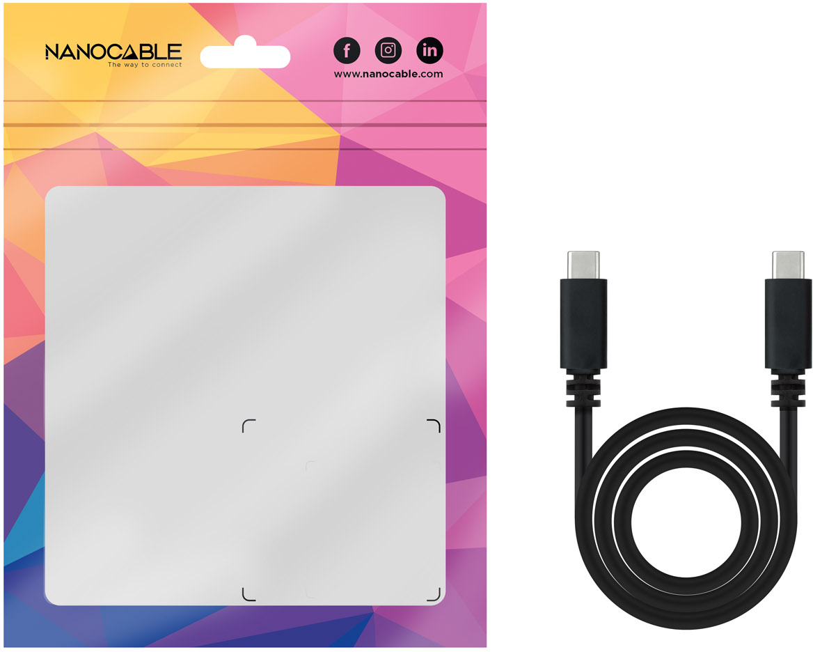 Nanocable - Cabo USB 2.0 3A Nanocable USB-C M/M 1.5 M Preto