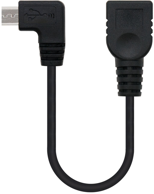 Cabo USB 2.0 OTG Angular Nanocable Micro B/M-A/F 15CM Preto