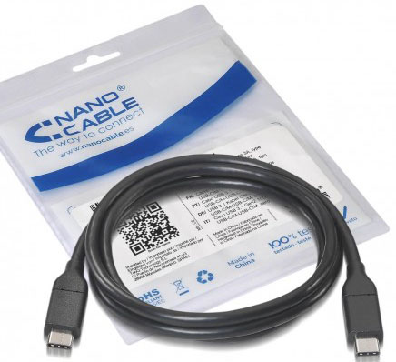 Nanocable - Cabo USB 3.1 GEN2 10Gbps 5A Nanocable USB-C M/M 1.0 M Preto