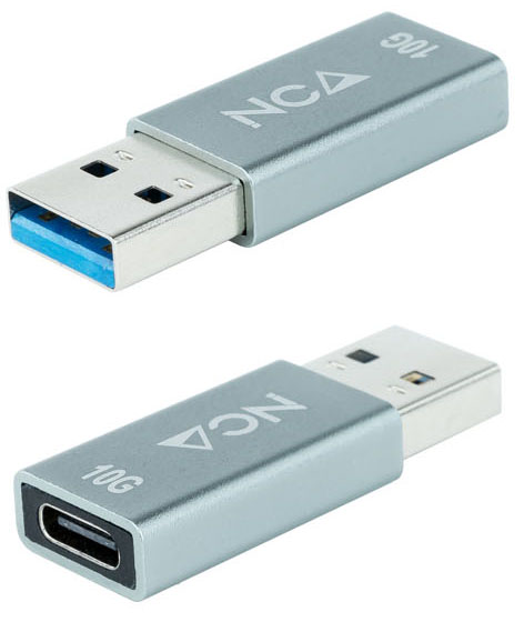 Adaptador USB-A 3.1 Nanocable USB-A/M > USB-C/F Cinza