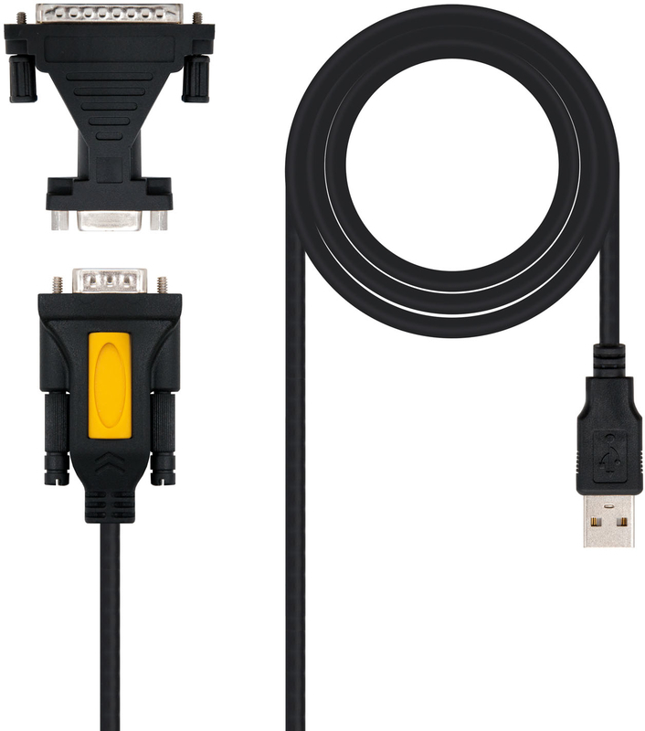 Cabo Conversor Nanocable USB a SERIE Tipo A/M-RS232 DB9/M DB25/M 1.8 M