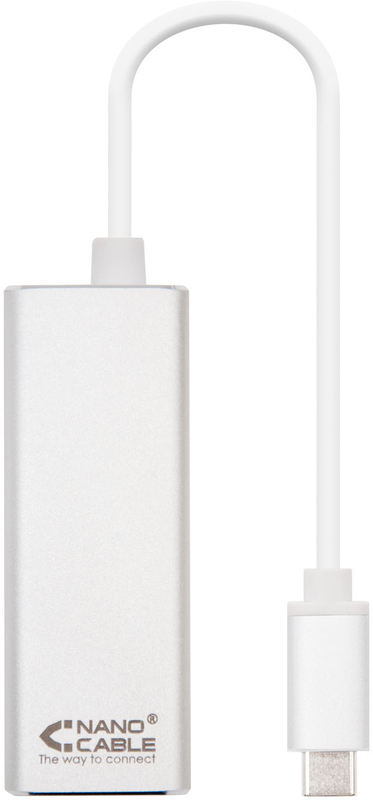 Adaptador Gigabit Nanocable USB-C a Ethernet Gigabit 10/100/1000 Mbps 15 CM
