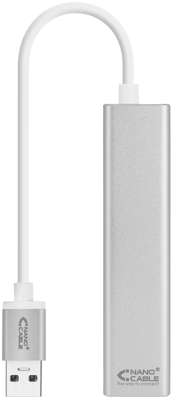 Adaptador Gigabit Nanocable USB 3.0 a Ethernet Gigabit 10/100/1000 Mbps / 3x USB 3.0 15 CM Prateado