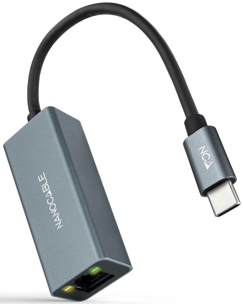 Nanocable - Adaptador Gigabit Nanocable USB-C a Ethernet Gigabit 10/100/1000 Mbps 15 CM Cinzento