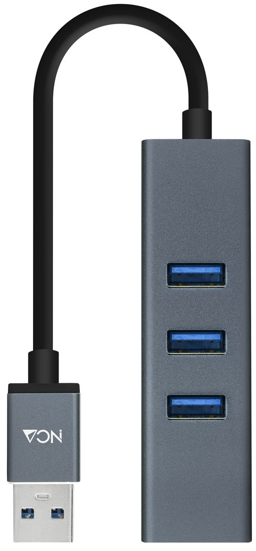 Adaptador Gigabit Nanocable USB 3.0 a Ethernet Gigabit 10/100/1000 Mbps / 3x USB 3.0 15 CM Cinza