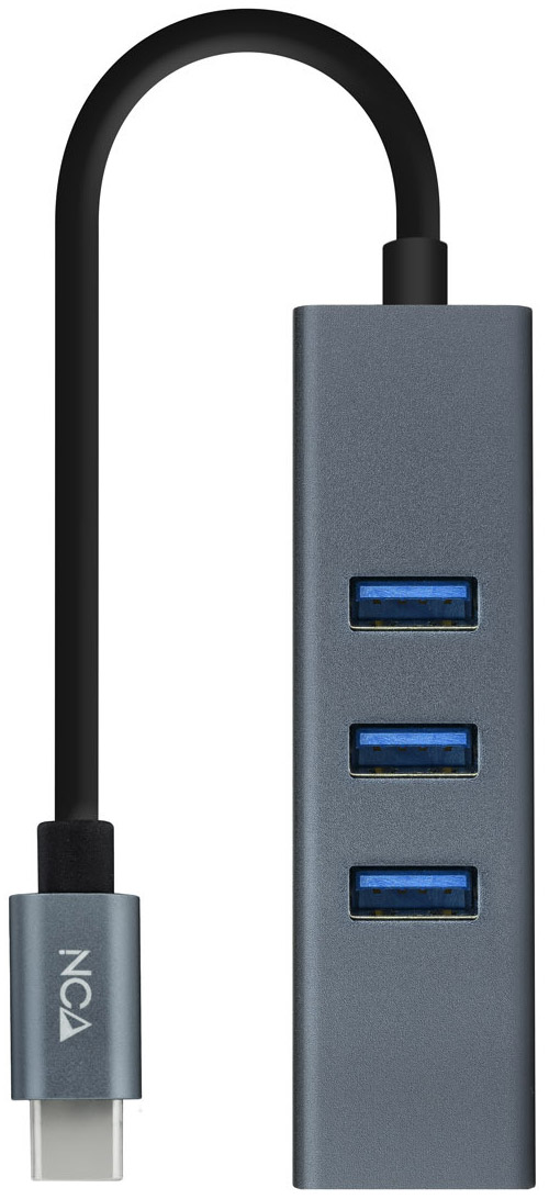 Adaptador Gigabit Nanocable USB-C a Ethernet Gigabit 10/100/1000 Mbps / 3x USB 3.0 15 CM Cinza