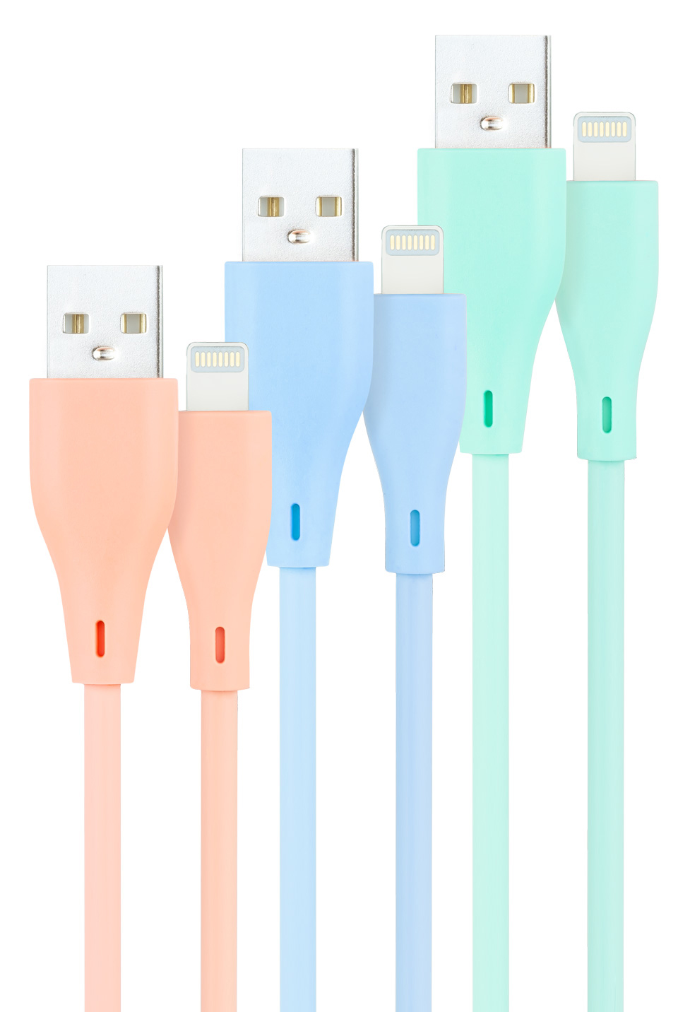 Cabos Lightning Nanocable Lightning > USB A/M 1M (Pack 3 Rosa, Azul e Verde)