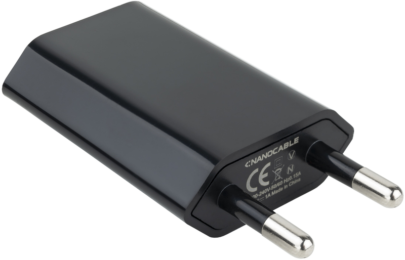 Mini Carregador USB Nanocable 5V/1A Preto