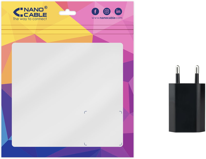 Nanocable - Mini Carregador USB Nanocable 5V/1A Preto