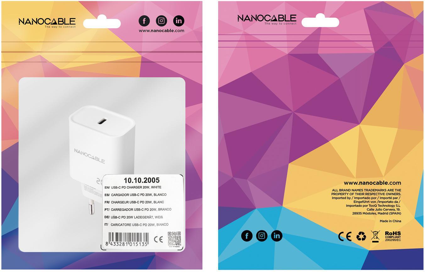 Nanocable - Carregador Nanocable USB-C PD 20W Branco