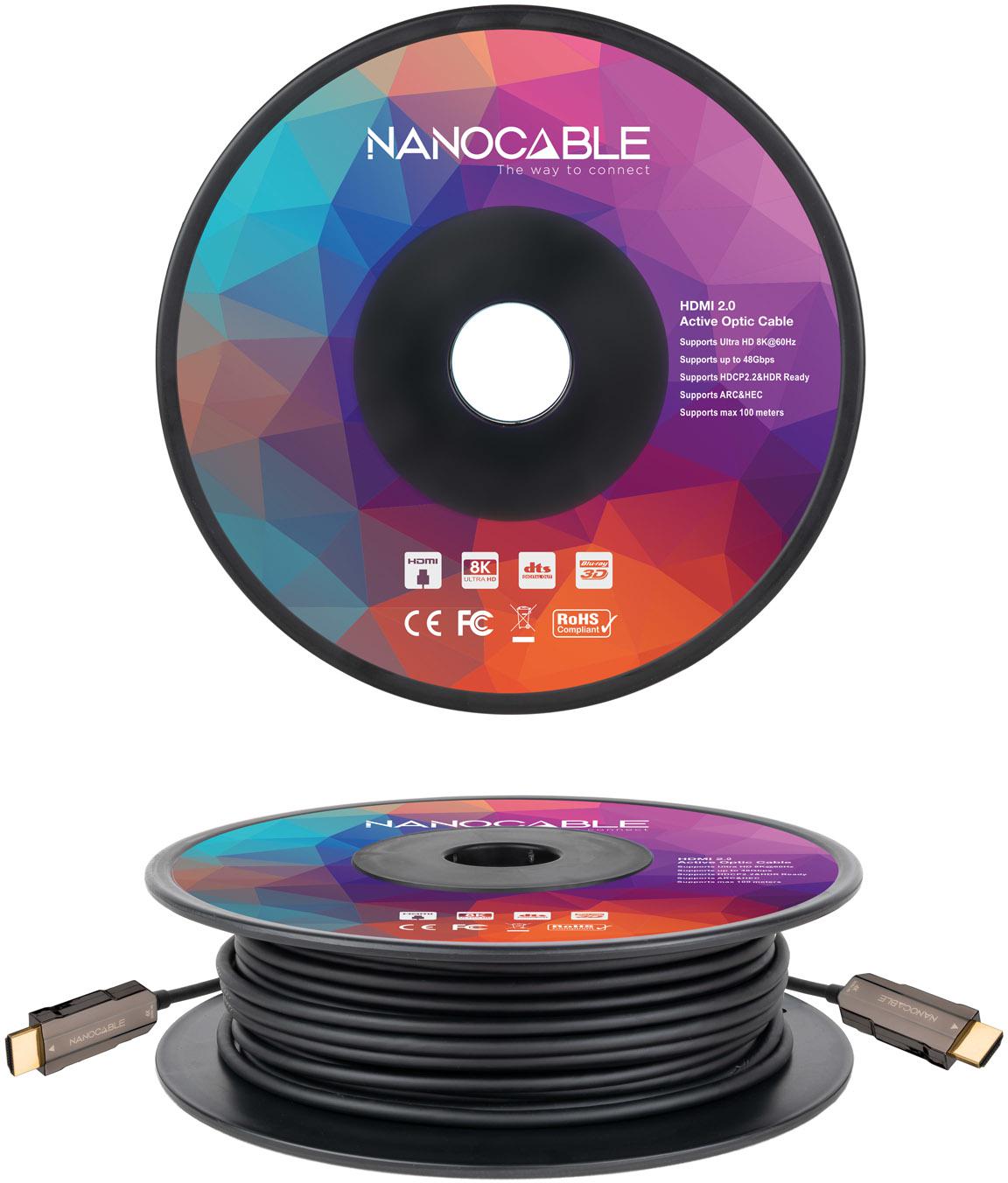Nanocable - Cabo Nanocable HDMI V2.0 AOC 18Gbps 30M Preto
