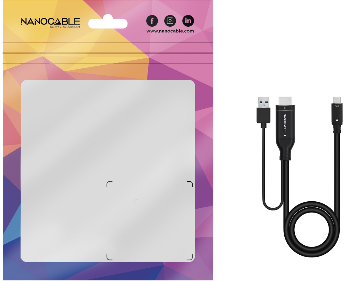 Nanocable - Cabo Conversor Nanocable HDMI 2.0 > USB-C 1.8 M Preto