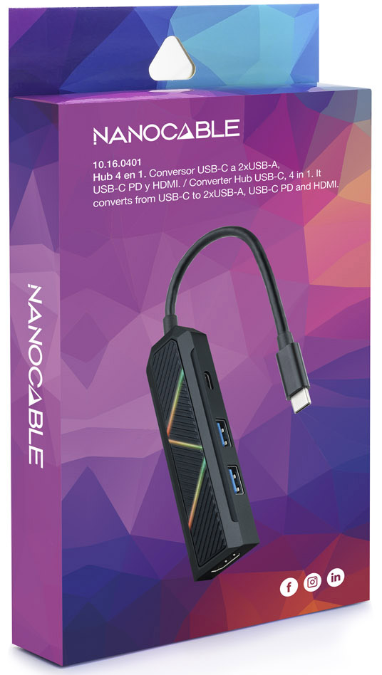 Nanocable - Hub USB-C Nanocable 2x USB-A / USB-C PD 3.0 (100W) / HDMI