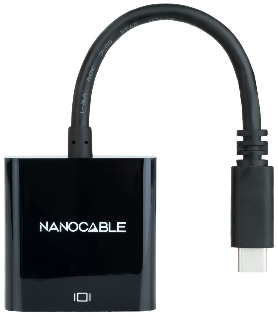 Adaptador Nanocable USB-C M > VGA F 10 CM Preto