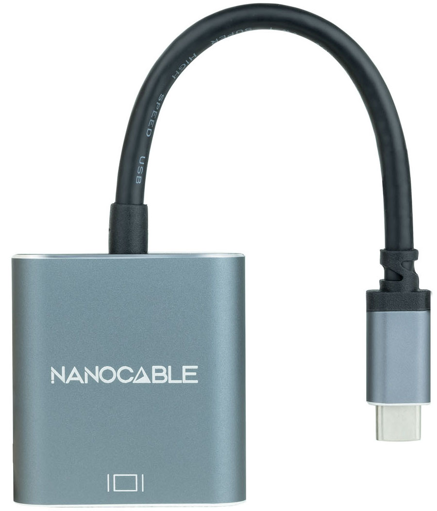Adaptador Nanocable USB-C M > VGA F 10 CM Cinza