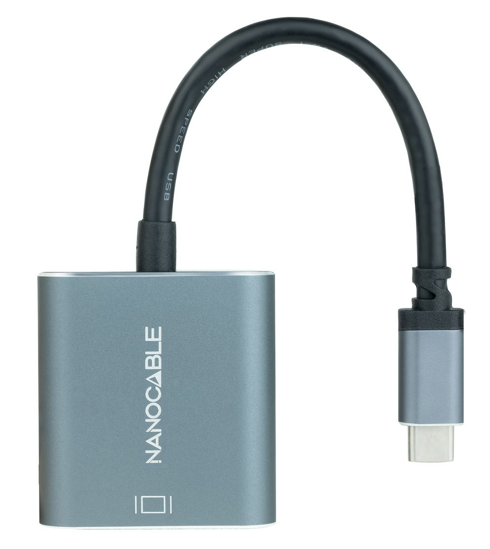 Adaptador Nanocable USB-C > DVI-D 15 CM Cinzento