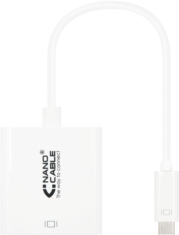 Conversor Nanocable USB-C Macho > DVI-D Femea 15 CM Branco