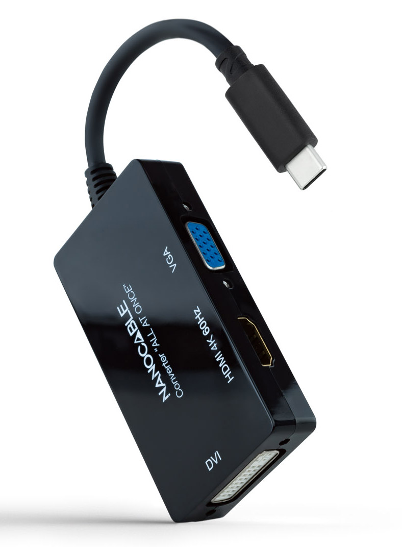 Nanocable - Adaptador Nanocable USB-C > HDMI / DVI / VGA 20 CM Preto