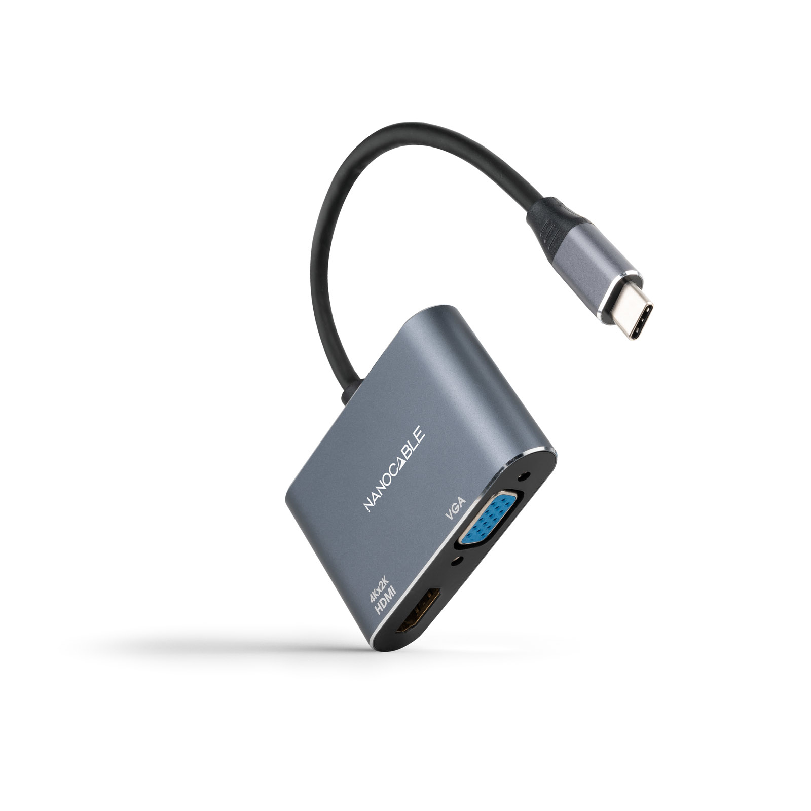 Adaptador Nanocable USB-C > HDMI + VGA 15CM Cinzento Compatível c/ Thunderbolt 3
