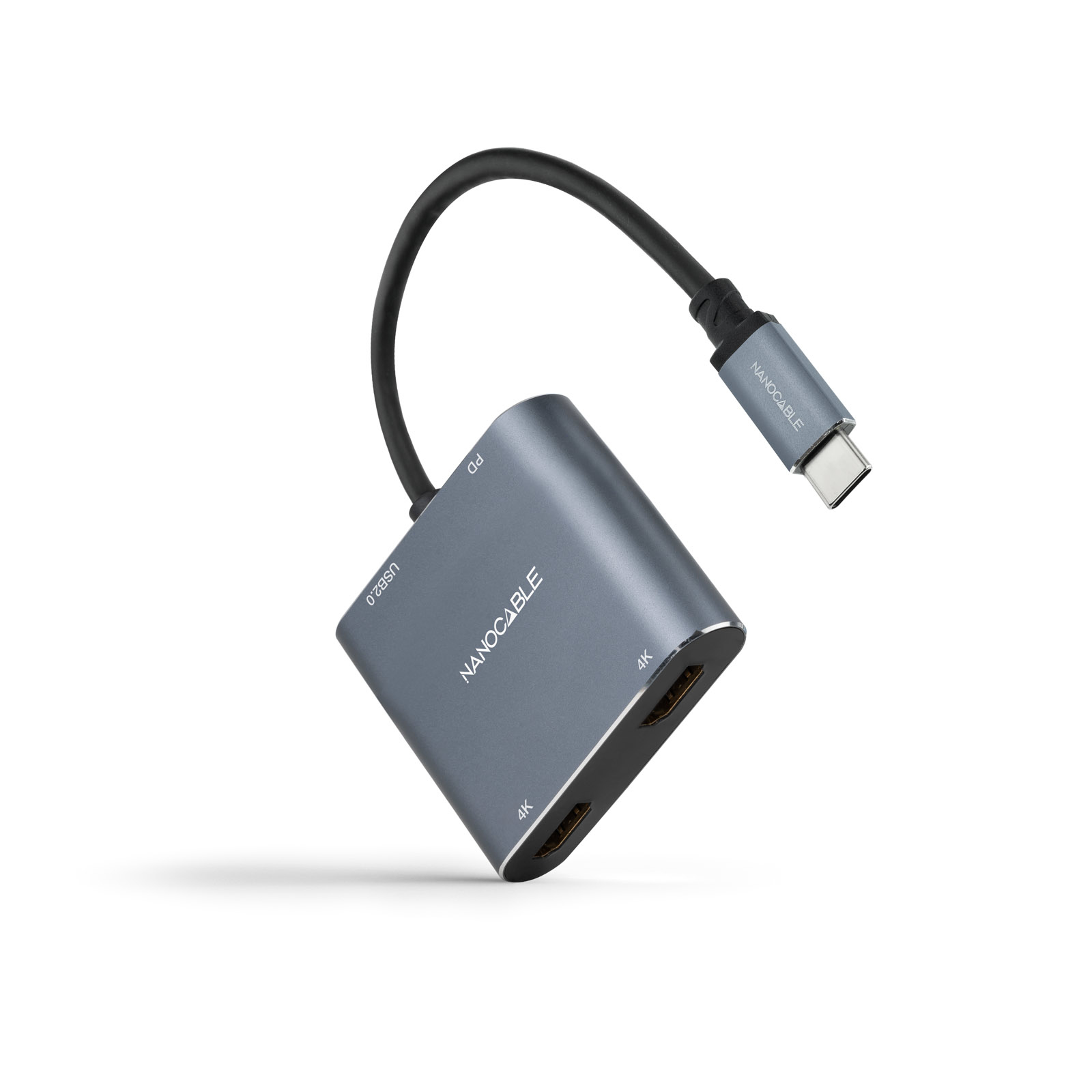 Adaptador Nanocable USB-C > 2xHDMI + USB2.0 + USB-C (PD60W) Compatível c/ Thunderbolt 3
