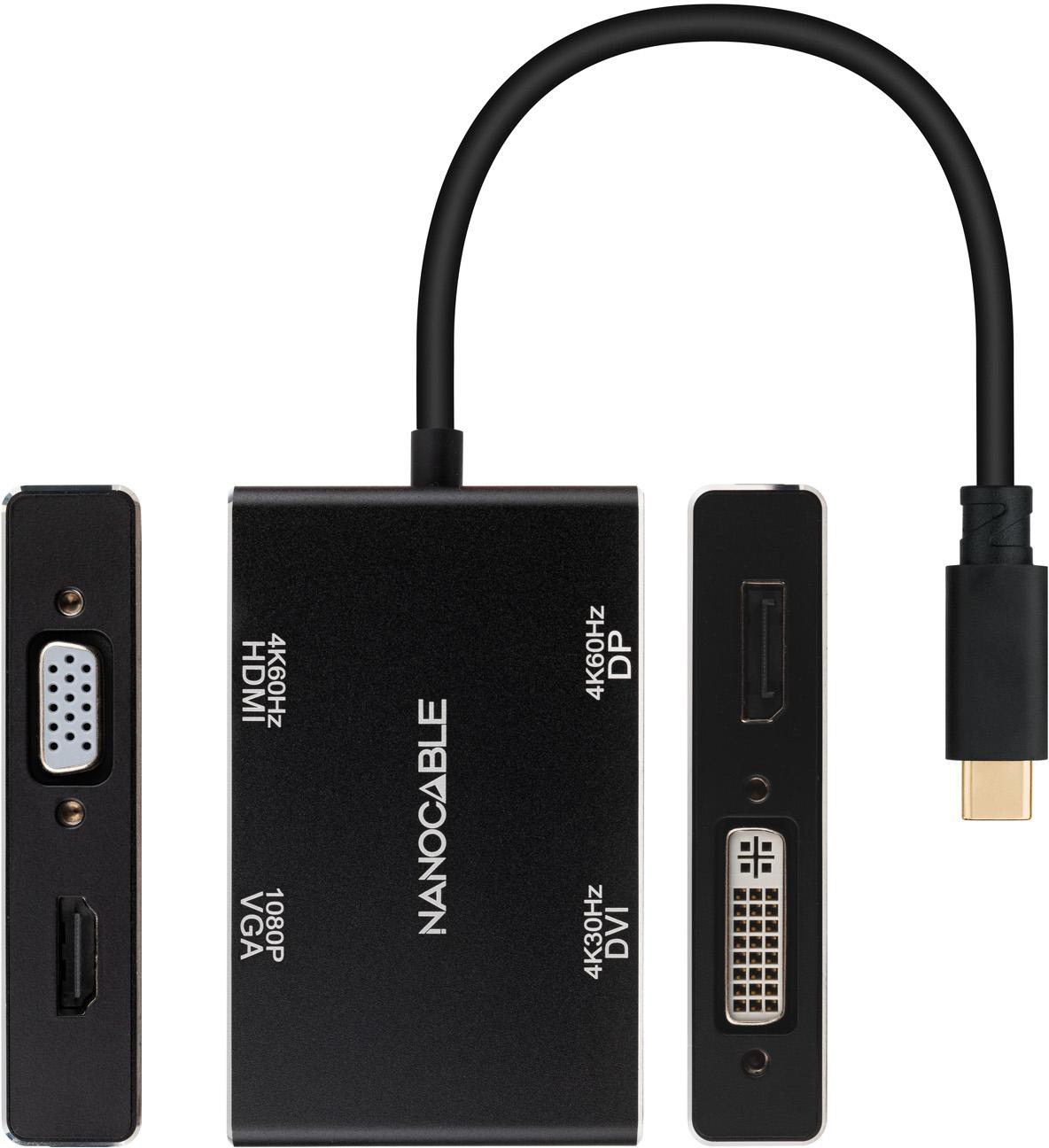Nanocable - Adaptador Nanocable USB-C > HDMI + DVI/H + DP/H + VGA/H
