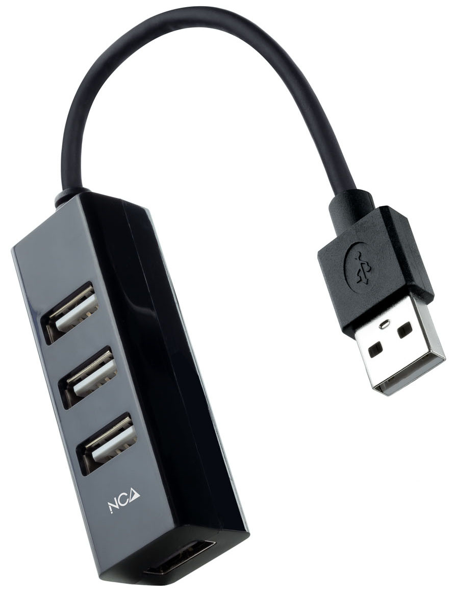Hub USB 2.0 Nanocable 4x USB 2.0 USB-A/M-USB 2.0/F 15 CM Preto
