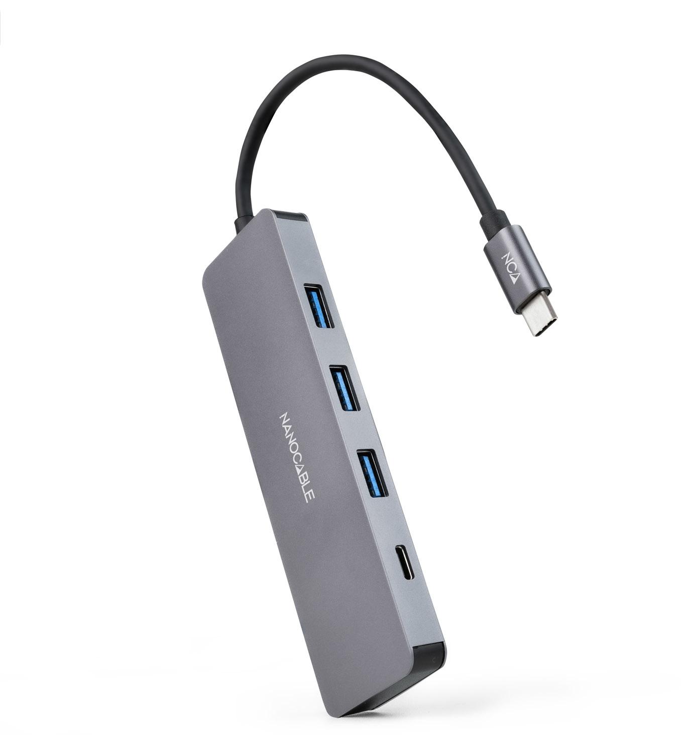 Nanocable - Hub USB-C Nanocable 3x USB 3.0 Type A + 1x USB-C 10 CM Cinzento
