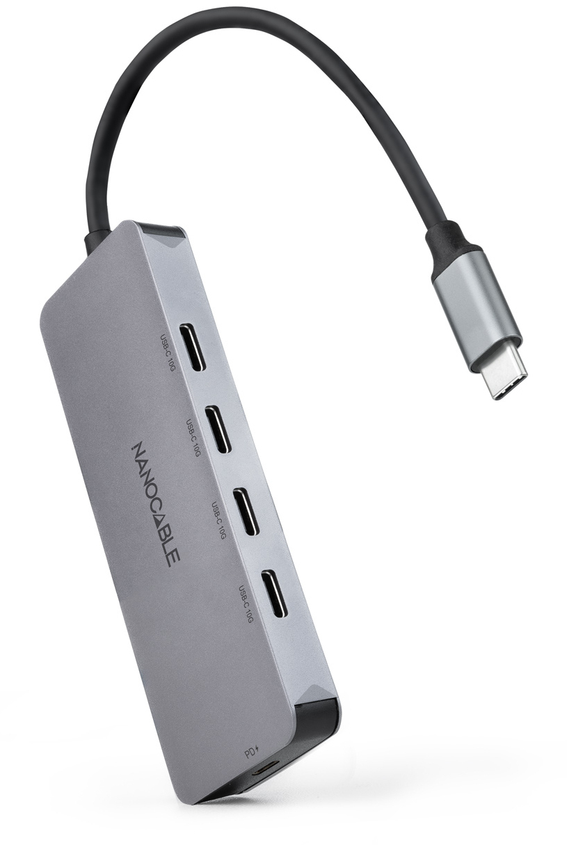 Nanocable - Hub Nanocable USB-C > 4xUSB-C + USB-C PD 100W 10 CM Cinzento