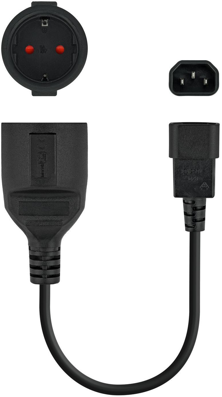 Nanocable - Cabo Adaptador de Alimentação Nanocable C14 p/ Schuko 0.5 M Preto