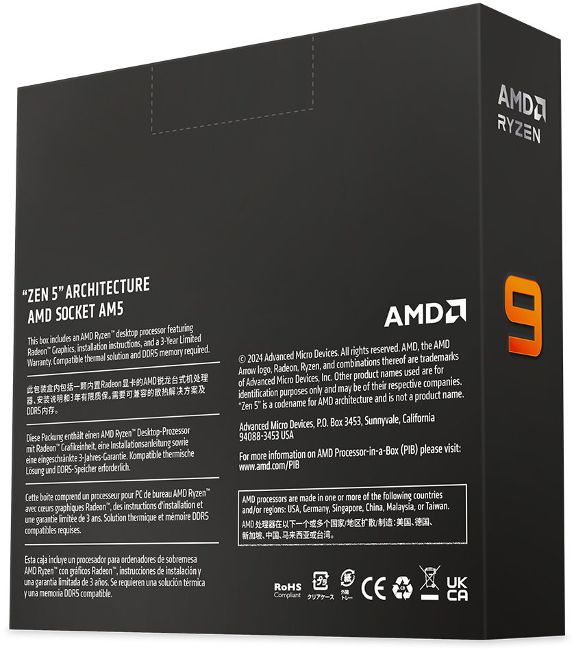 AMD - Processador AMD Ryzen 9 9900X 12-Core (4.4GHz-5.65Hz) 64MB AM5