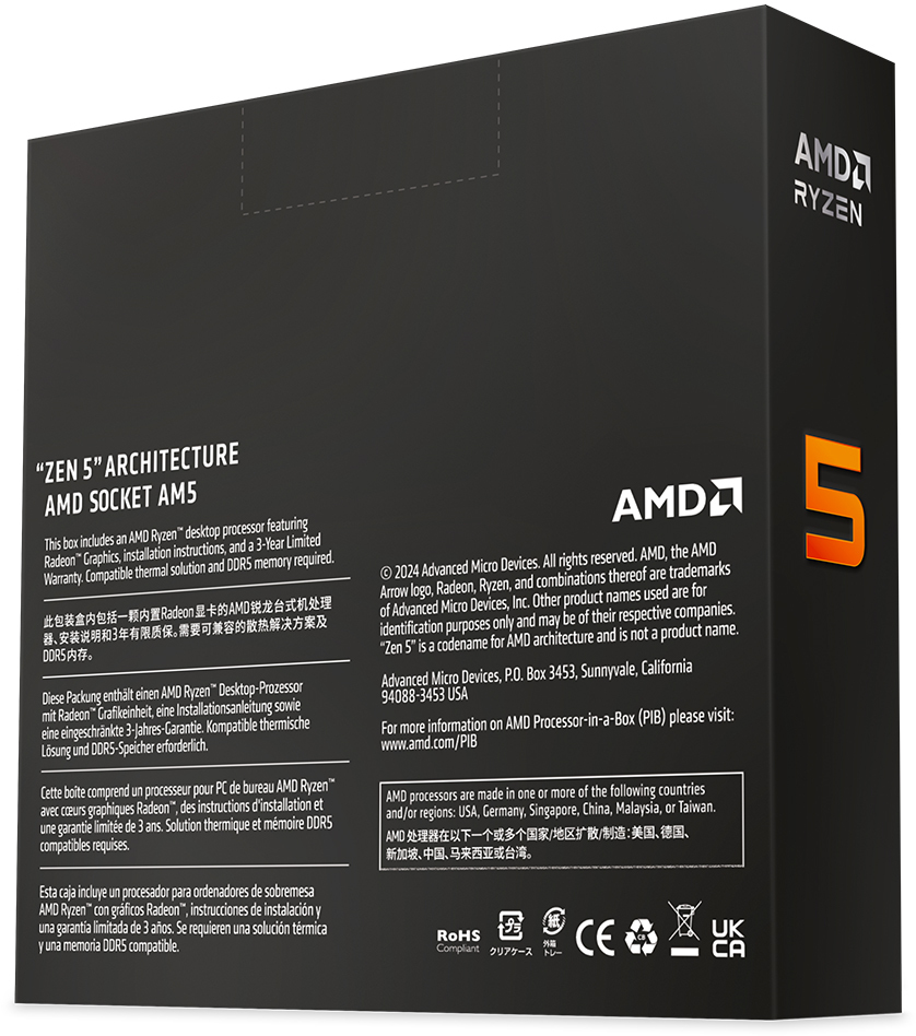 AMD - Processador AMD Ryzen 5 9600X 6-Core (3.9GHz-5.4GHz) 32MB AM5