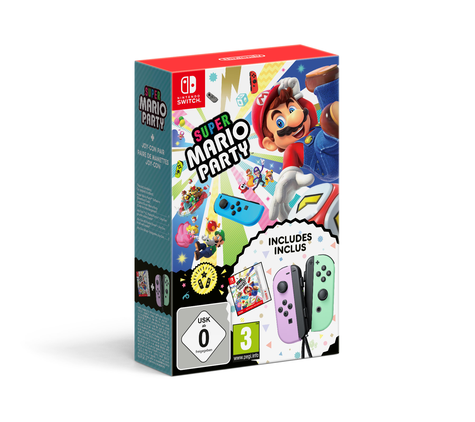 Jogo Nintendo Switch Switch Super Mario Party (Código de Descarga) +  Joy-Con Roxo e Verde