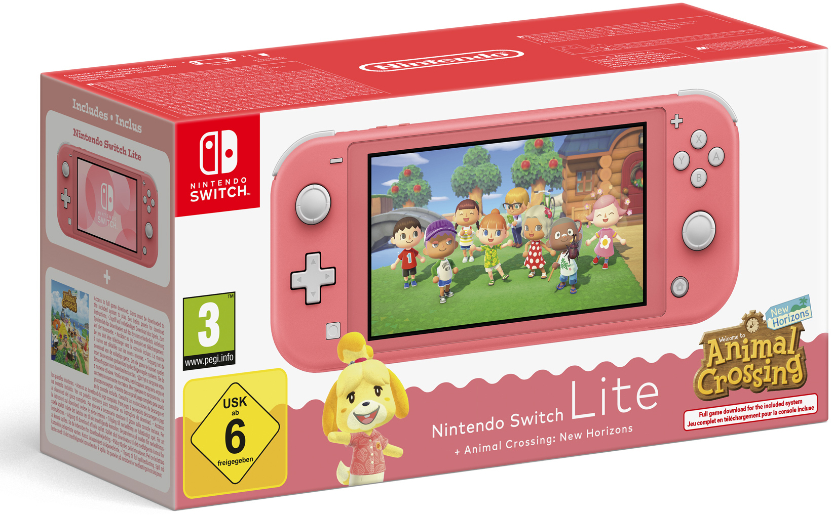 Nintendo - Consola Portátil Nintendo Switch Lite Coral+Animal Crossing New Horizons