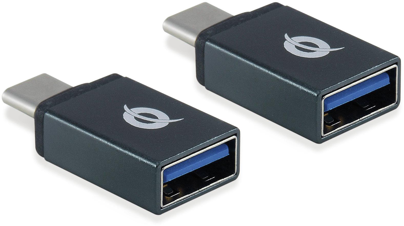 Adaptador Conceptronic USB-C Macho > USB-A Femea Pack 2 Preto