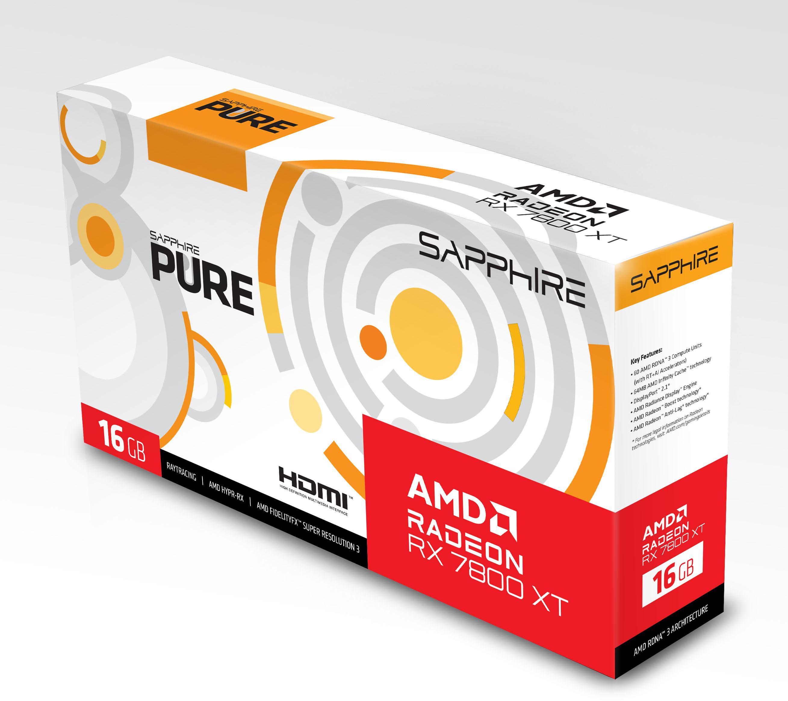 Sapphire - ** B Grade ** Gráfica Sapphire Radeon RX 7800 XT Pure 16GB GDDR6