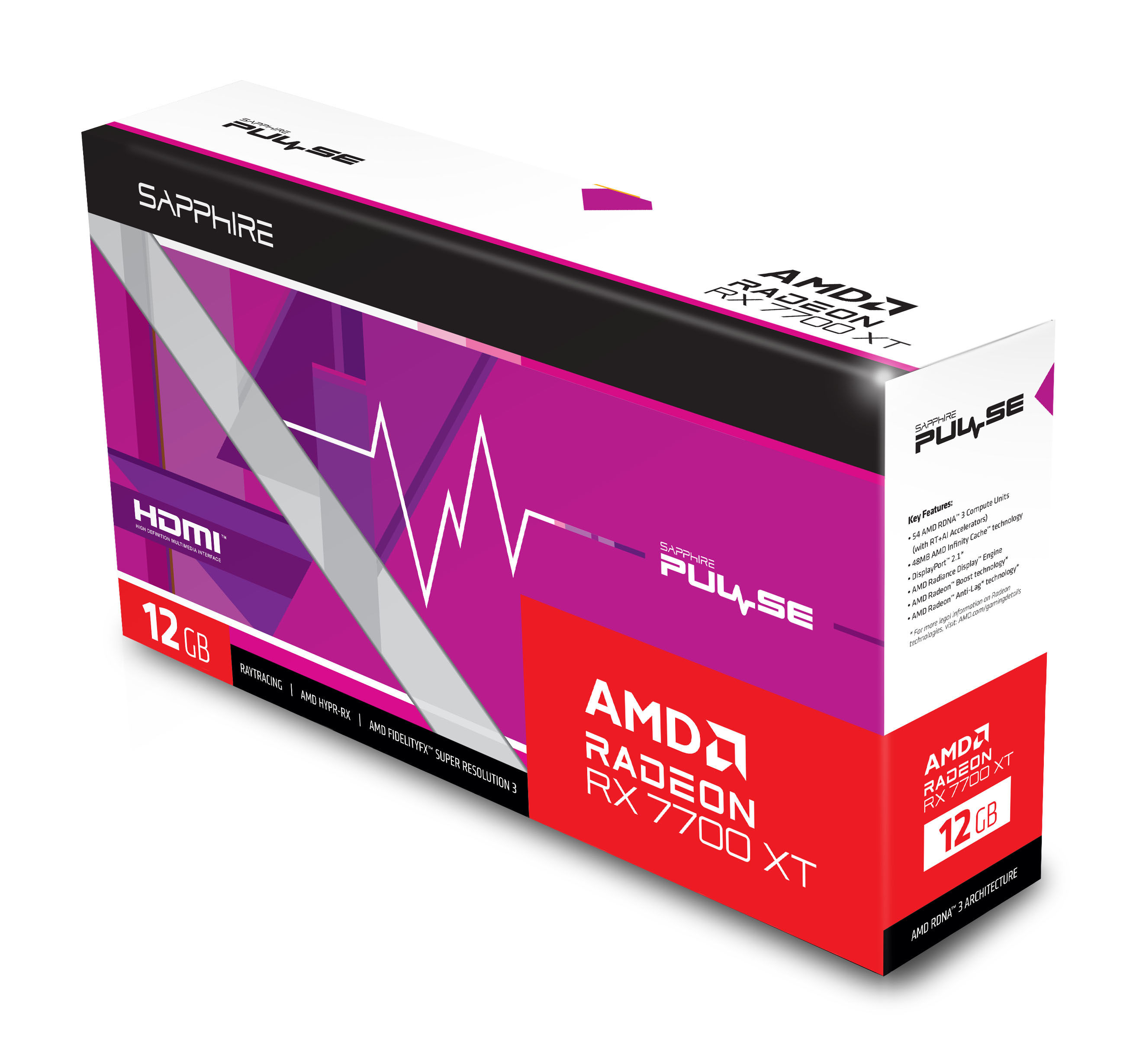 Sapphire - Gráfica Sapphire Radeon RX 7700 XT Pulse 12GB GDDR6