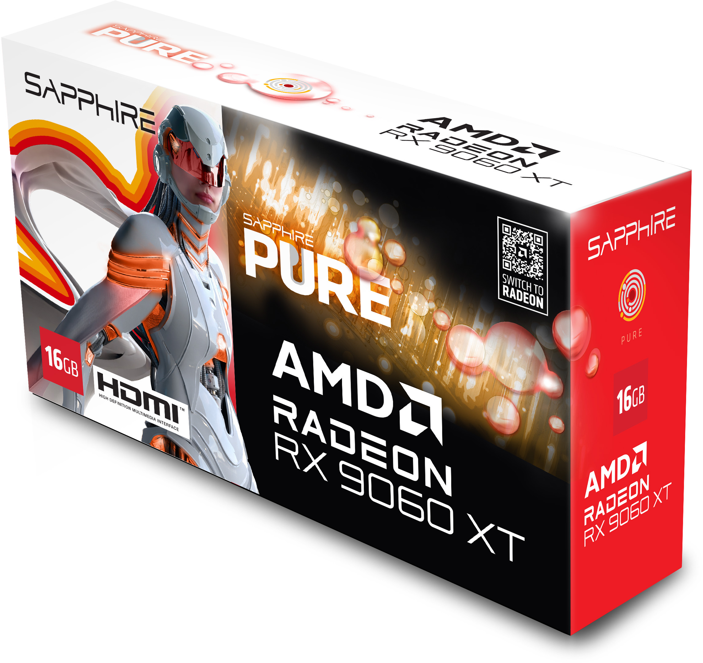 Sapphire - Gráfica Sapphire Radeon RX 9060 XT Pure OC 16GB GDDR6