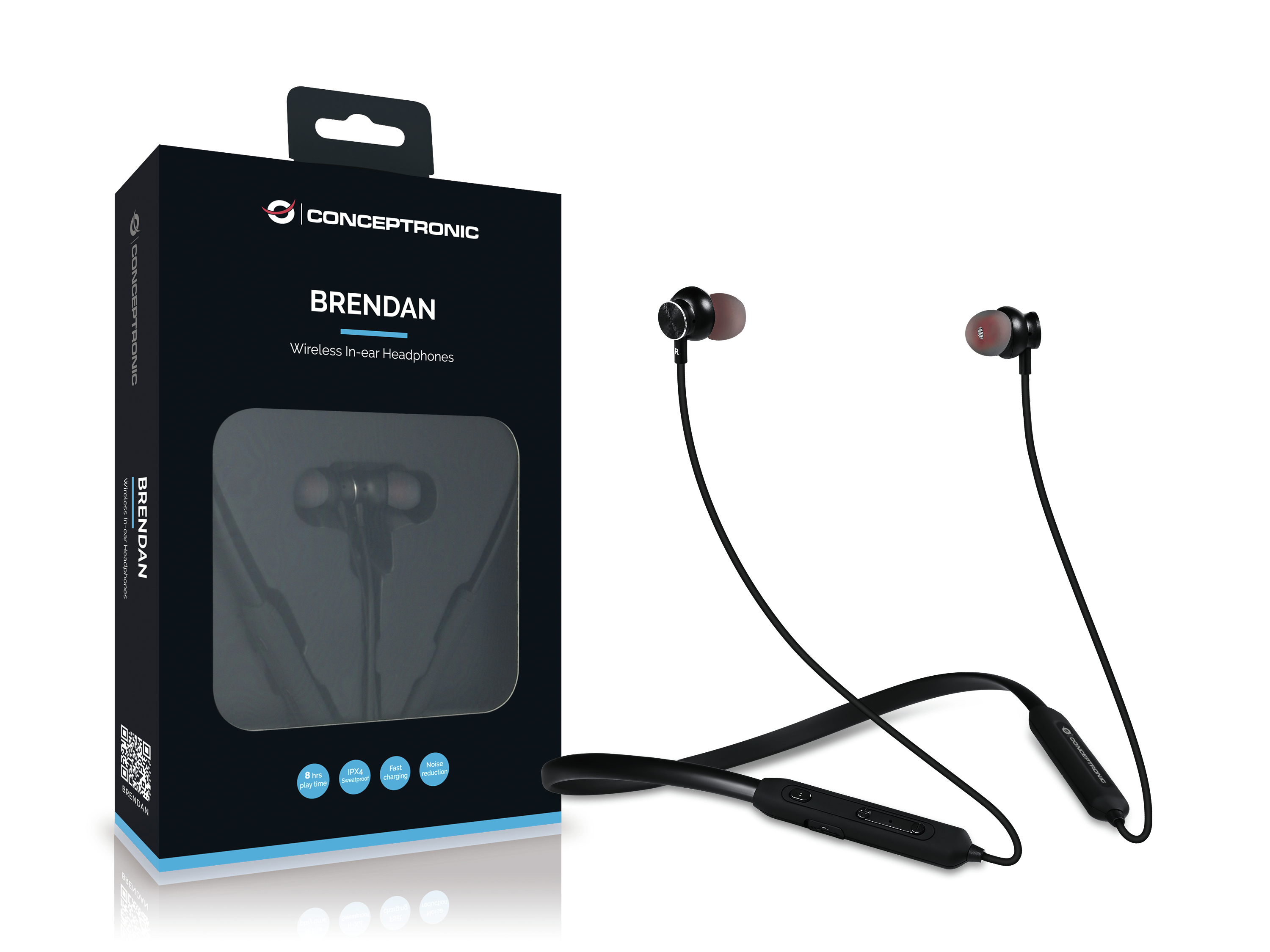 Earphone Conceptronic BRENDAN01B Bluetooth c/ Cancelamento de ruído