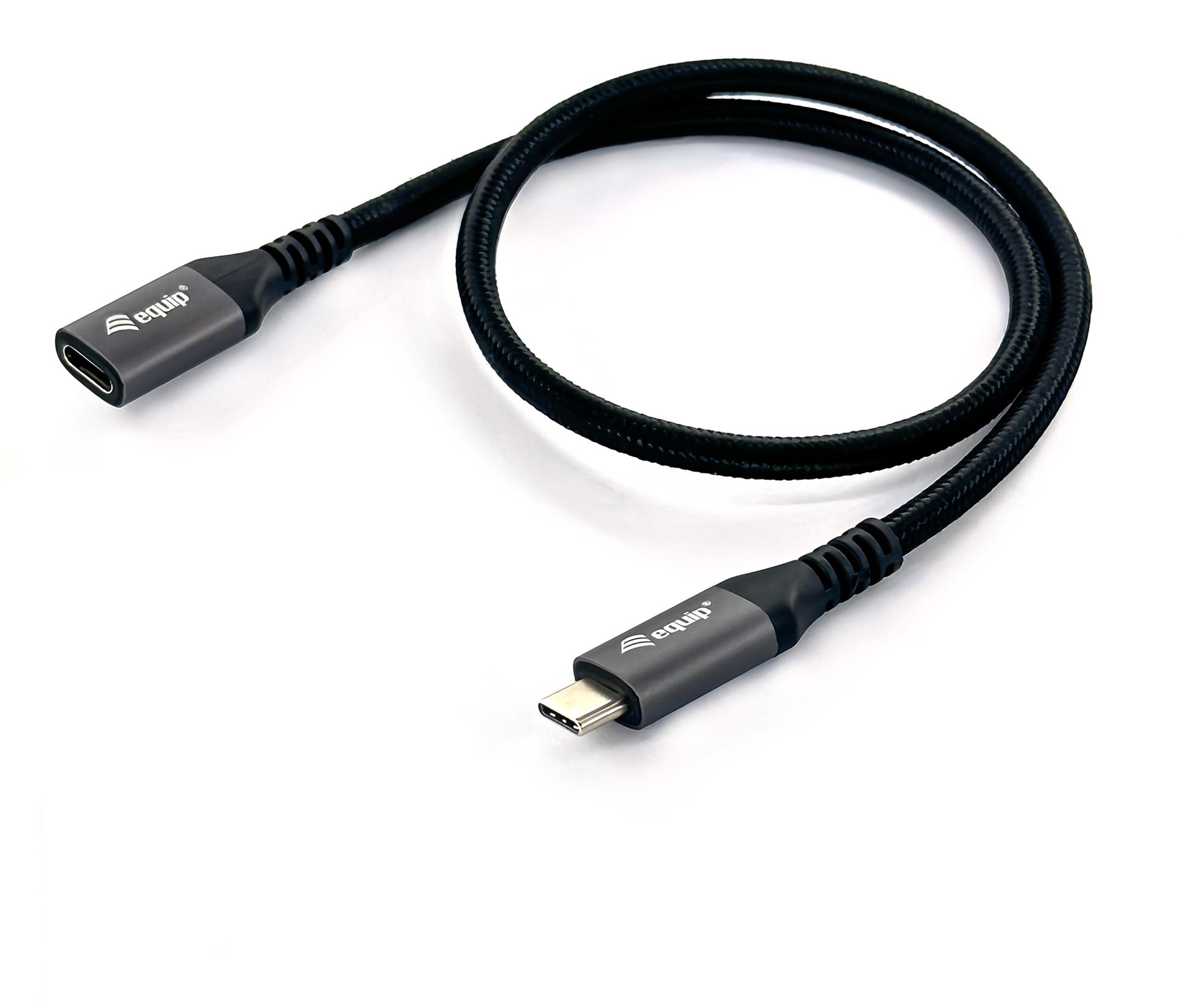 Equip - Cabo Equip Extensão USB 3.2 Gen 2 10Gbps, USB-C M/F 0.5 M Preto