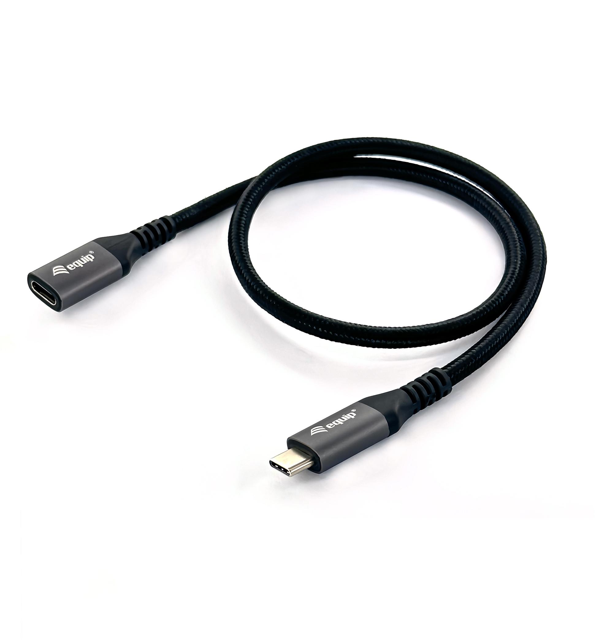 Equip - Cabo Equip Extensão USB 3.2 Gen 2 10Gbps, USB-C M/F 1 M Preto