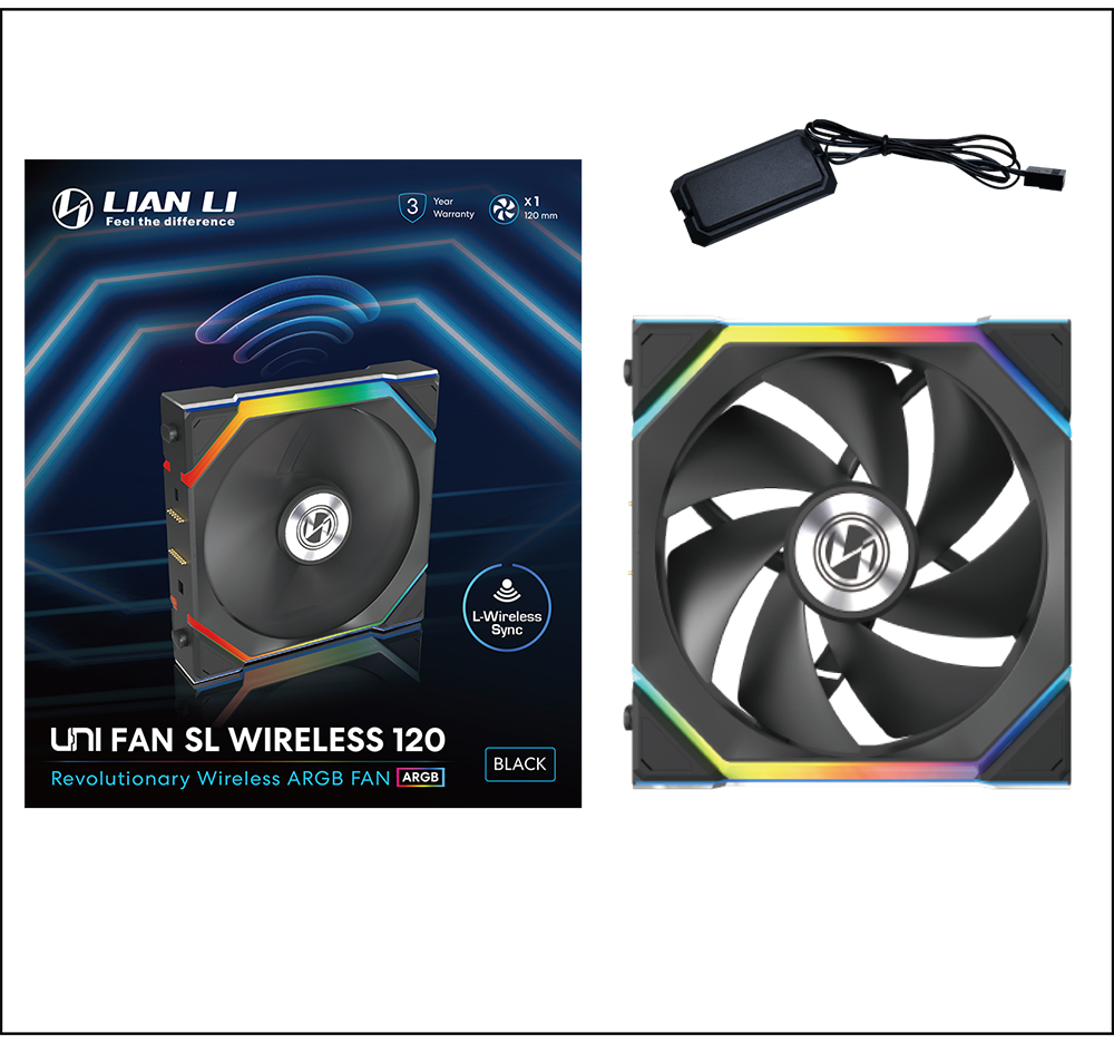 Lian Li - Ventoinha Lian Li UNI FAN SL120 Wireless RGB PWM Preto 120mm