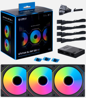 Lian Li - Ventoinha Lian Li UNI FAN SL120 Infinity Wireless RGB PWM Preto 120mm (Pack 3)