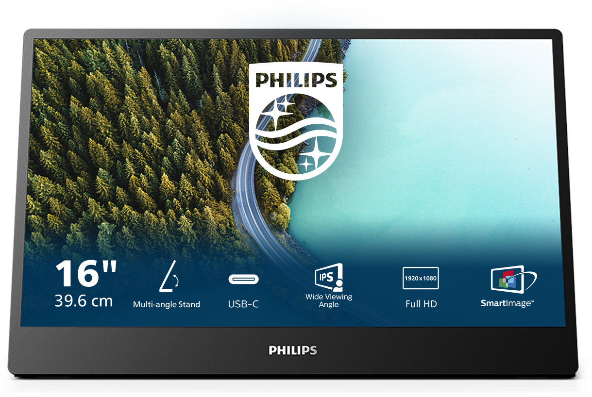Philips - Monitor Portátil Philips Série 3000 16" 16B1P3302 IPS FHD 75Hz 4ms