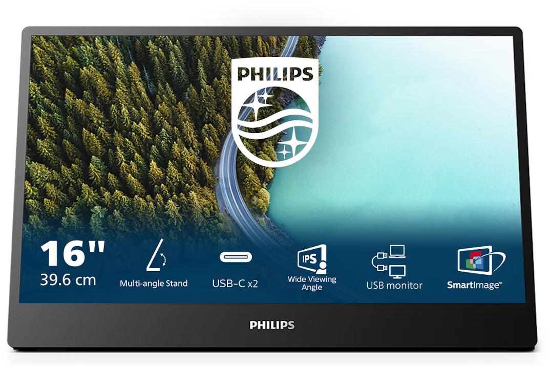 ** B Grade ** Monitor Portátil Philips Série 3000 16" 16B1P3302D IPS FHD 75Hz 4ms ( 2x USB-C )