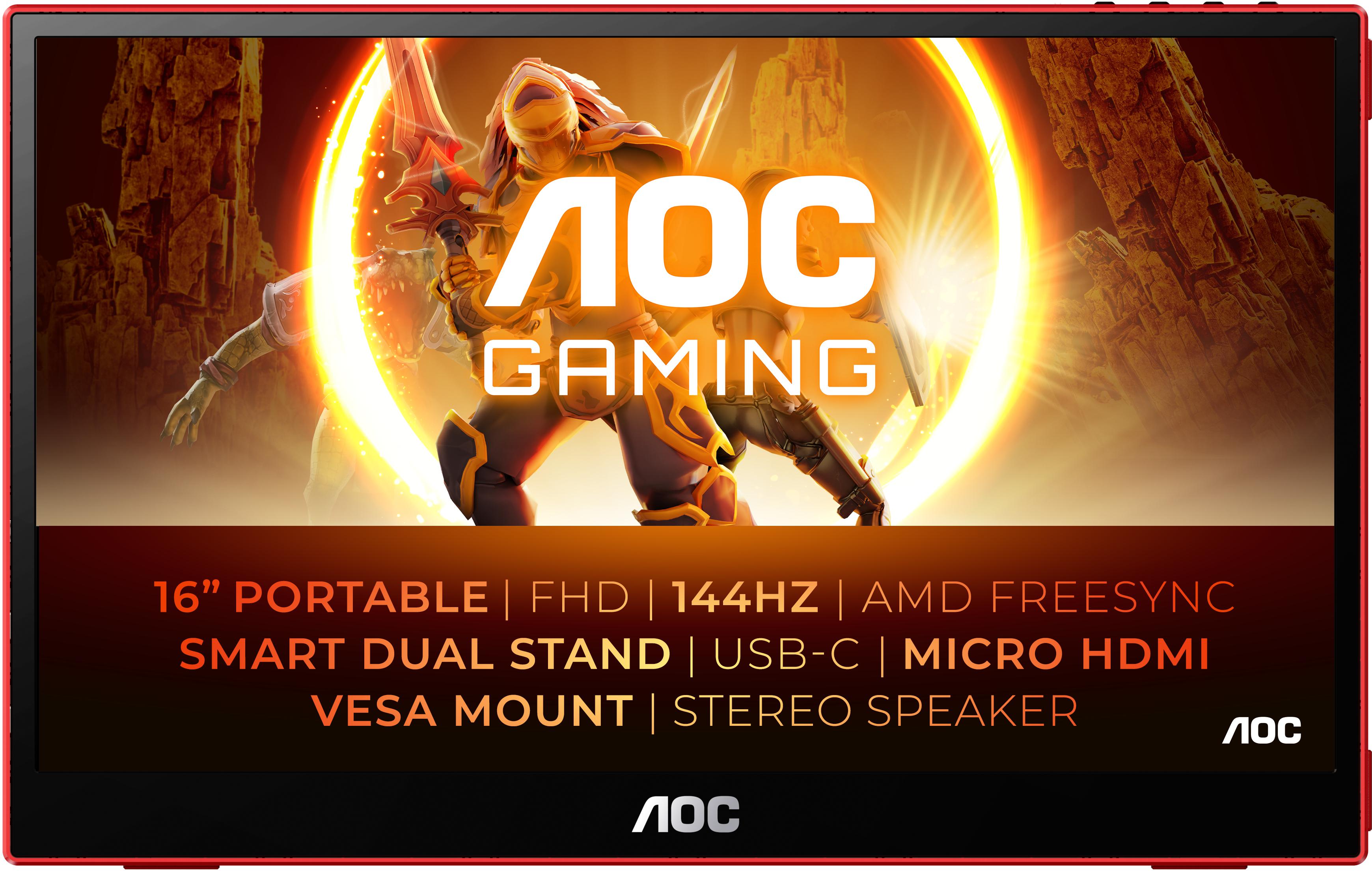 Monitor Portátil AOC Gaming 16" 16G3 IPS FHD 144Hz 4ms FreeSync