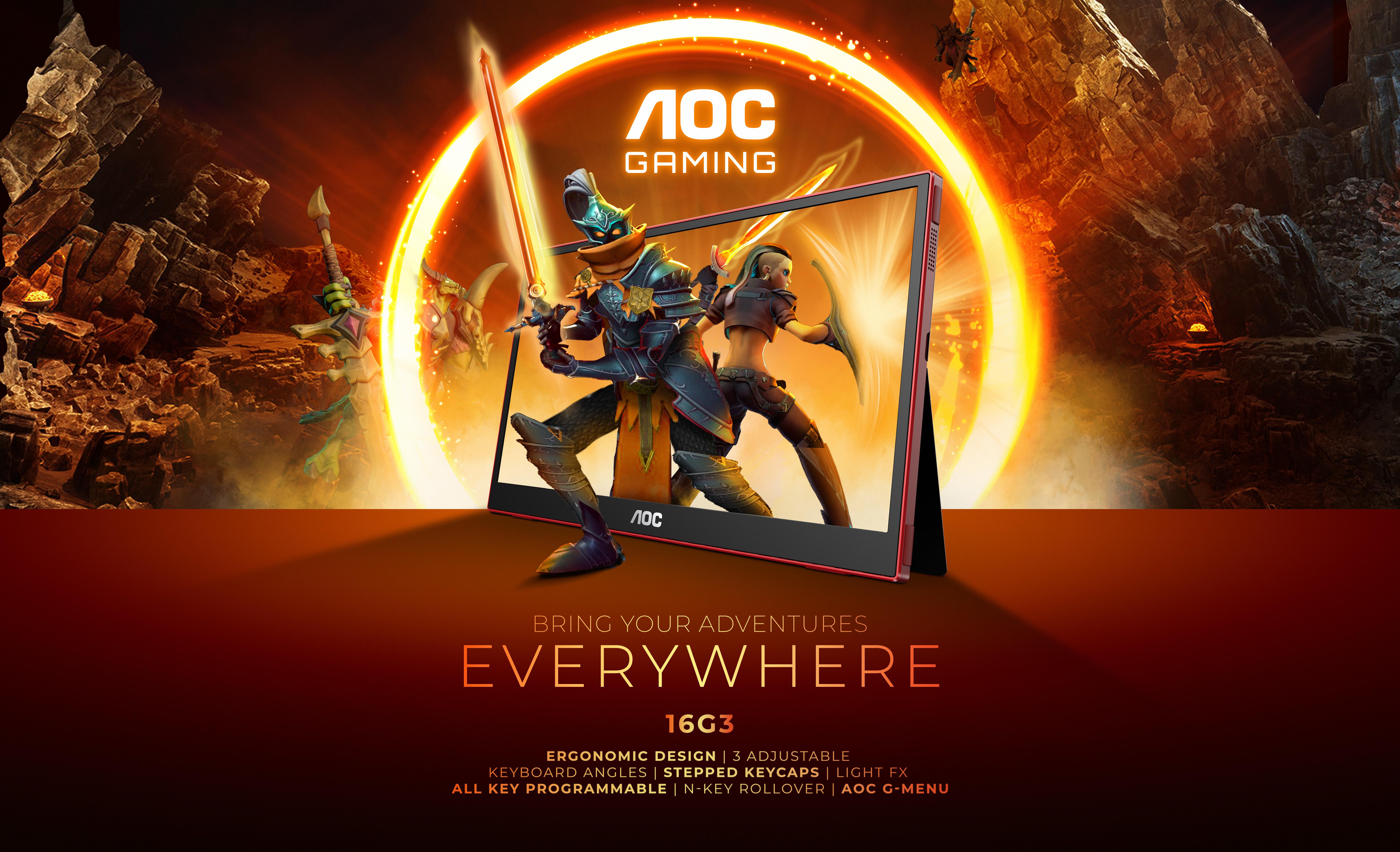 AOC - Monitor Portátil AOC Gaming 16" 16G3 IPS FHD 144Hz 4ms FreeSync