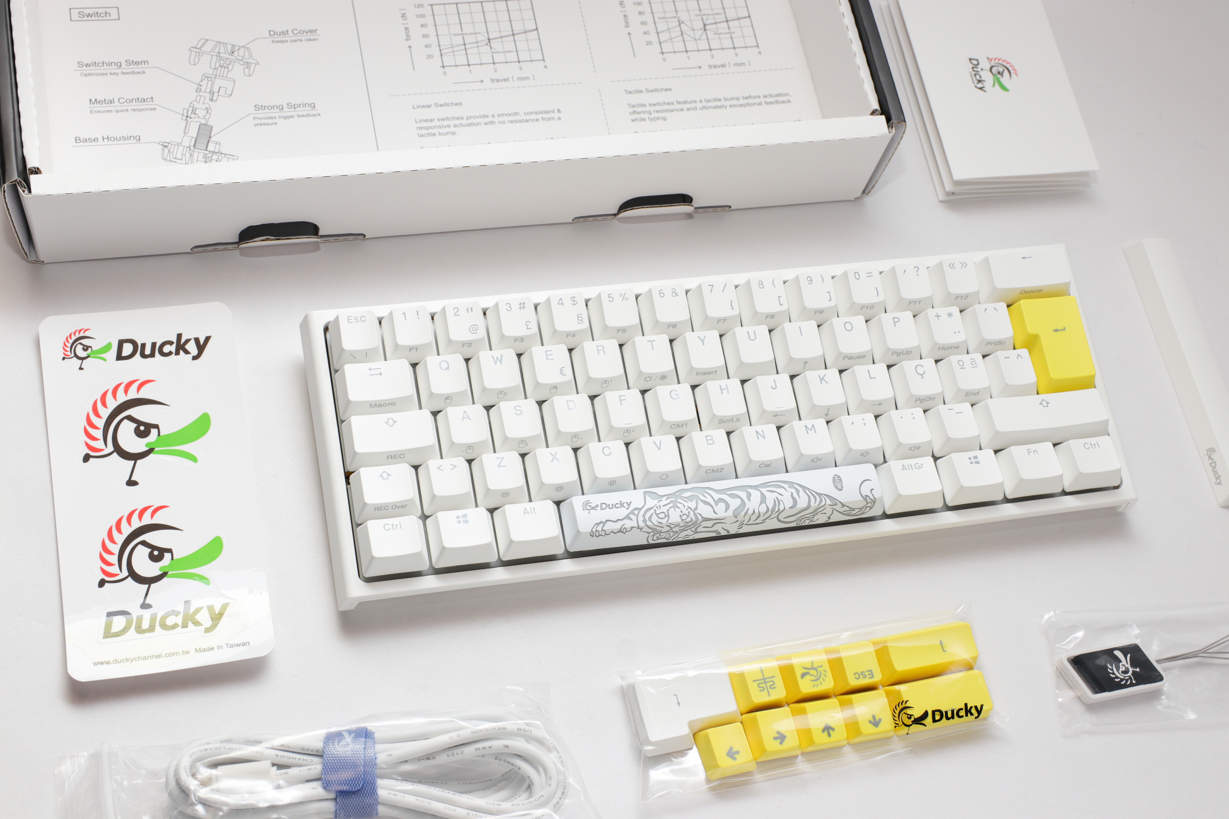 Ducky - Teclado Ducky ONE 2 PRO Classic Mini 60% Pure White, Kailh Brown, RGB, PBT - Mecânico (PT)