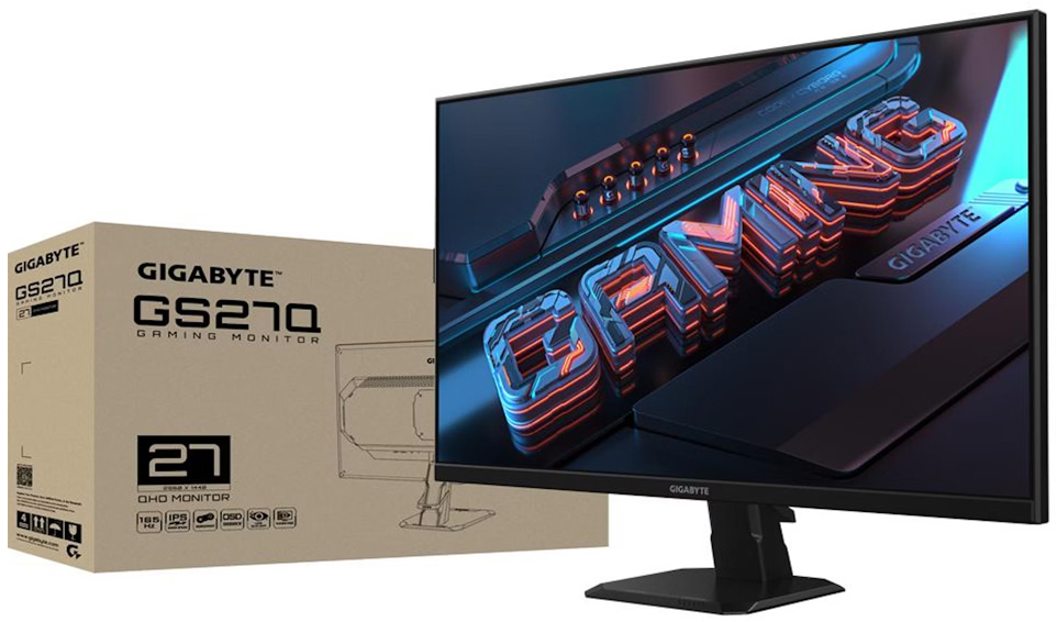 Gigabyte - ** B Grade ** Monitor Gigabyte 27" GS27Q IPS QHD 165Hz 1ms FreeSync