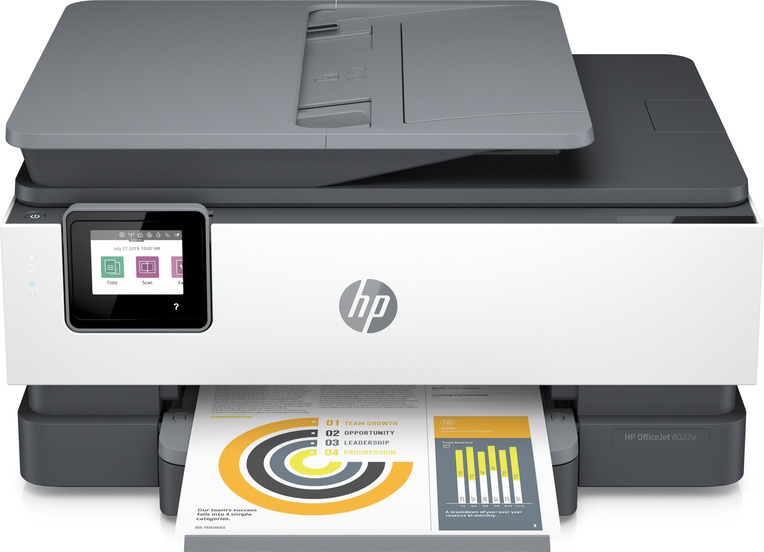 HP - Impressora Jato de Tinta HP OfficeJet 8022e, HP+, USB, Ecrã tátil Elegível para HP - Instant Ink