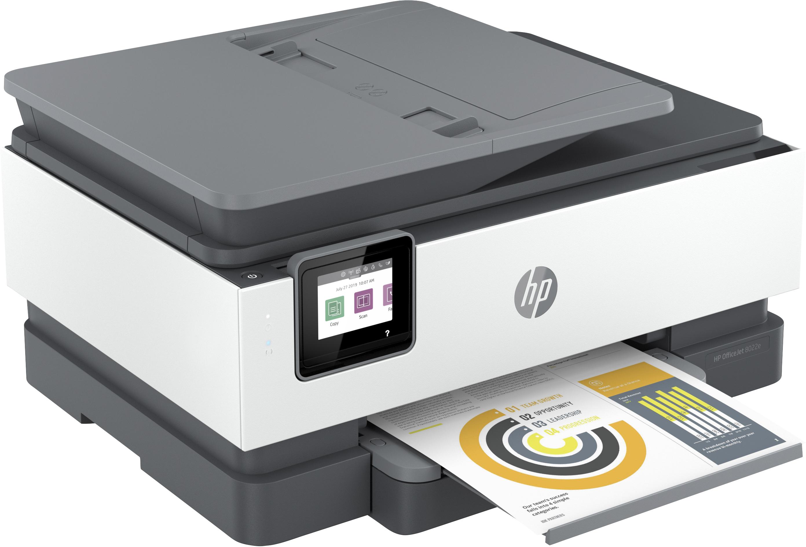 HP - Impressora Jato de Tinta HP OfficeJet 8022e, HP+, USB, Ecrã tátil Elegível para HP - Instant Ink